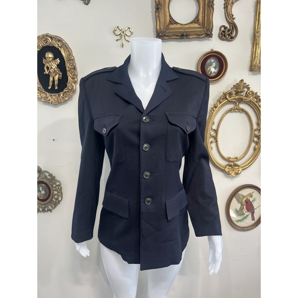 Ralph Lauren Vintage Wool Military Utility Belted Blazer Jacket Size 10